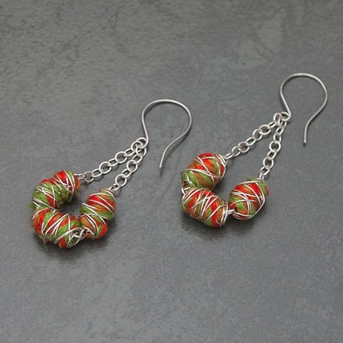 Vibrant Wrapped Cotton Earrings 