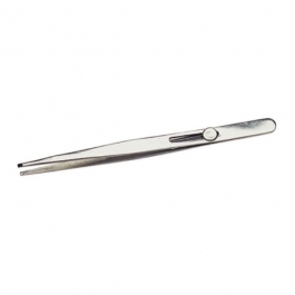 Utility Tweezers, Slide Locking, Serrated and Blunt Tip, 6-1/2 Inches