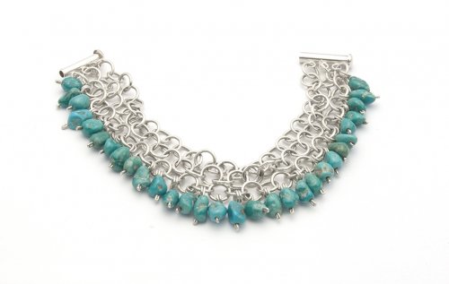 Turquoise Silver Chain Bracelet