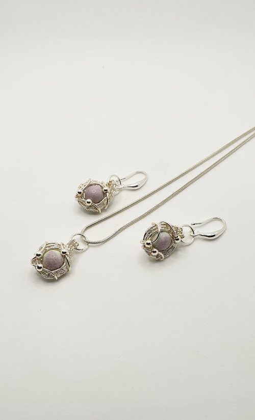 Woven Wire Pendant and Earrings Set