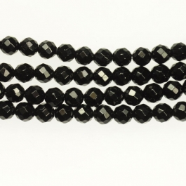 Onyx 6mm Round Faceted Beads - 8 Inch Strand