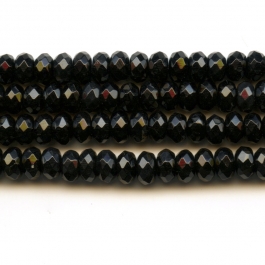 Onyx 6mm Faceted Rondelle Beads - 8 Inch Strand
