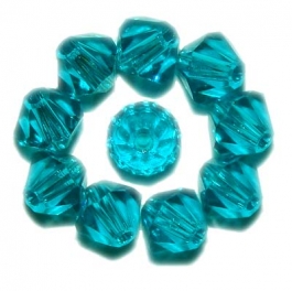 4mm Blue Zircon 5328 Bi-Cone Swarovski Crystal Beads - Pack of 12