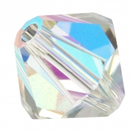 6mm Crystal Aurore Boreale 5328 Bi-Cone Swarovski Crystal Beads - Pack of 10